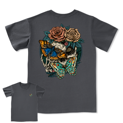 Floral Skull V-neck Tee