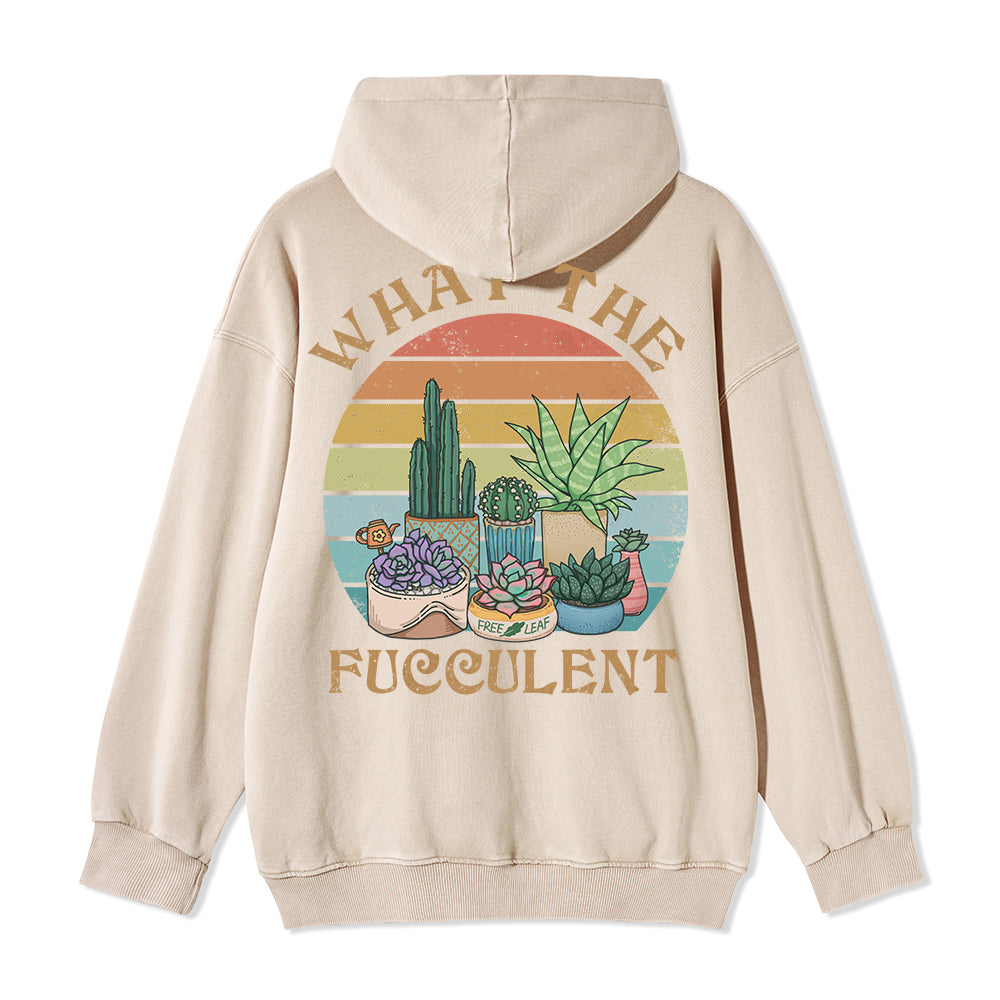 Freeleaf What the Fucculent Unisex Back-printed Fleece Full-Zip Hoodie