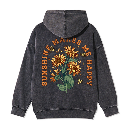 Freeleaf Sunshine Makes Me Happy Unisex Nature Inspired Fleece Full-Zip Hoodie