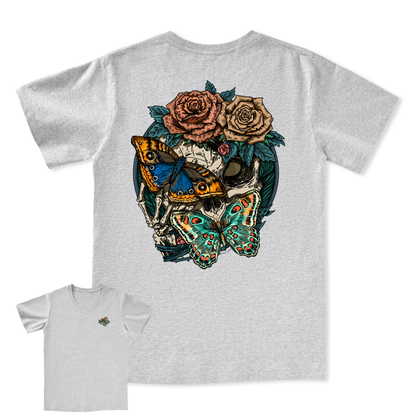 Floral Skull V-neck Tee