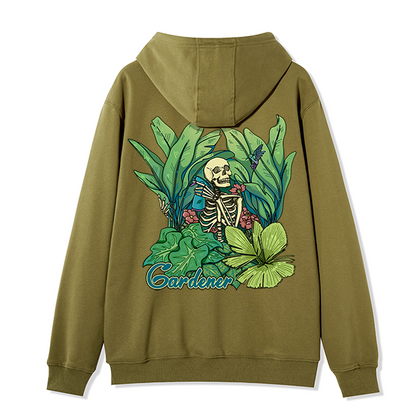 Freeleaf Gardener Back-printed Unisex Nature Inspired Fleece Full-Zip Hoodie