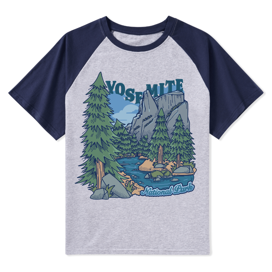 Yosemite National Park Front-printed Raglan Short Sleeve Top