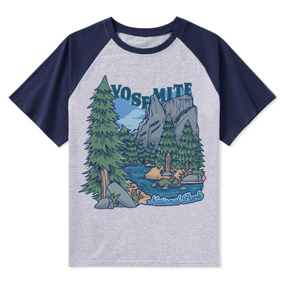 Yosemite National Park Front-printed Raglan Short Sleeve Top