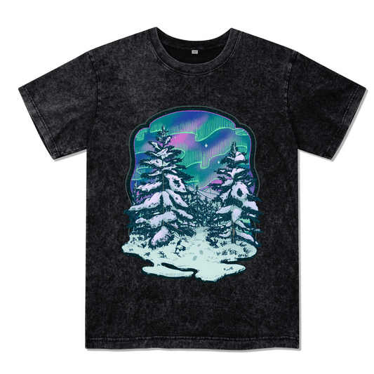 Winter Aurora Front-printed Washed Tee