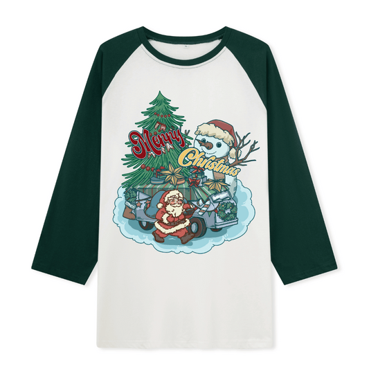 Magical Christmas Eve Front-printed Raglan Long Sleeve Top