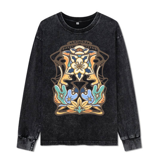 Aquilegia Formosa Front-printed Washed Long Sleeve Top