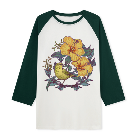 Amakihi  Front-printed Raglan Long Sleeve Top