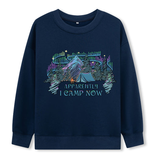 Freeleaf I Camping Now In the Land of Aurora Front-printed Sweatshirt