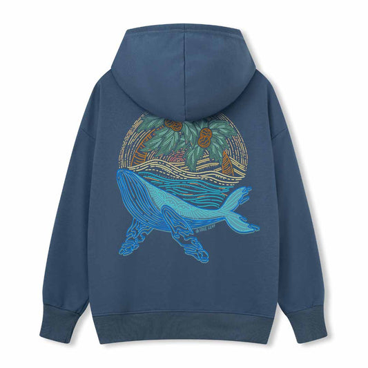 Striated Whale Back-printed Hoodie