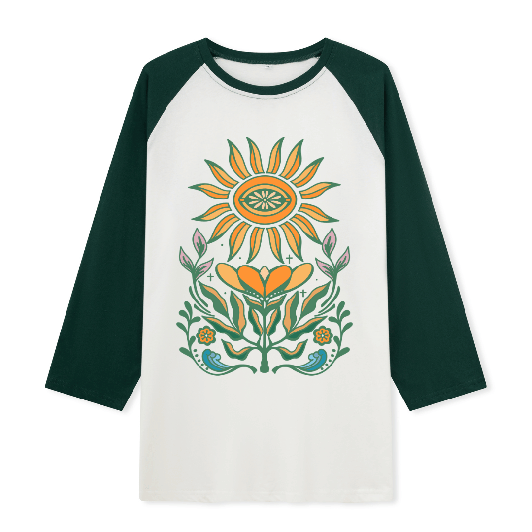 Sunflower Front-printed Raglan Long Sleeve Top