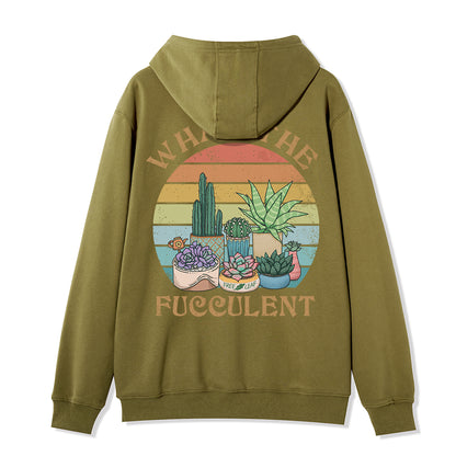 Freeleaf What the Fucculent Unisex Back-printed Fleece Full-Zip Hoodie