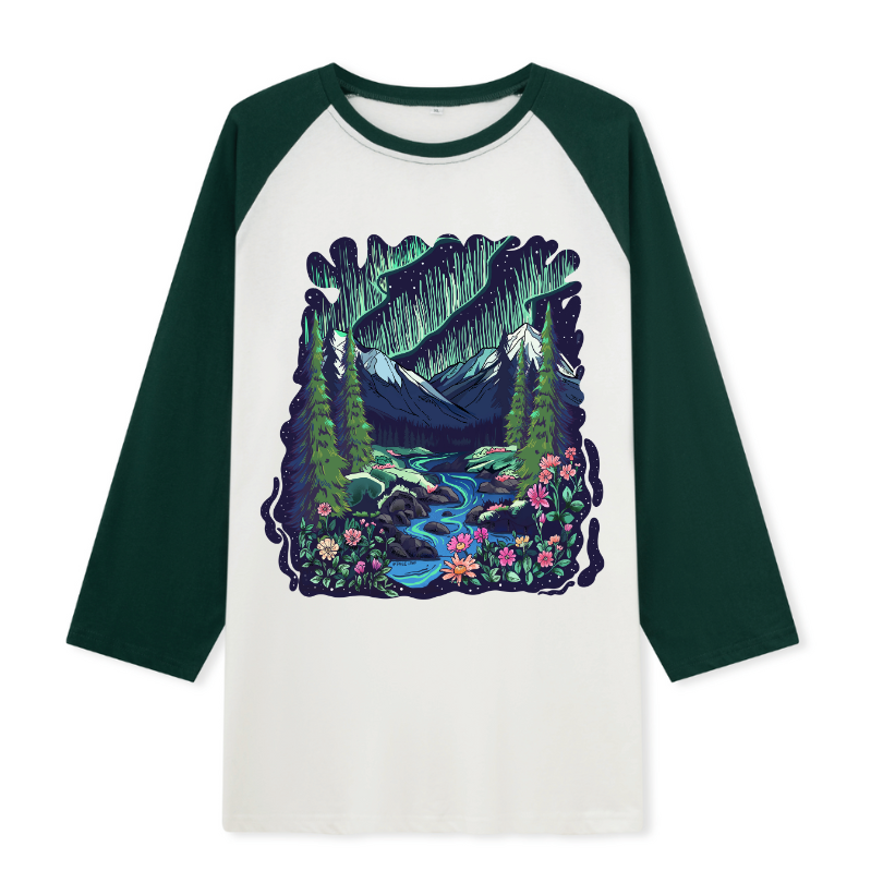 Aurora Front-printed Raglan Long Sleeve Top