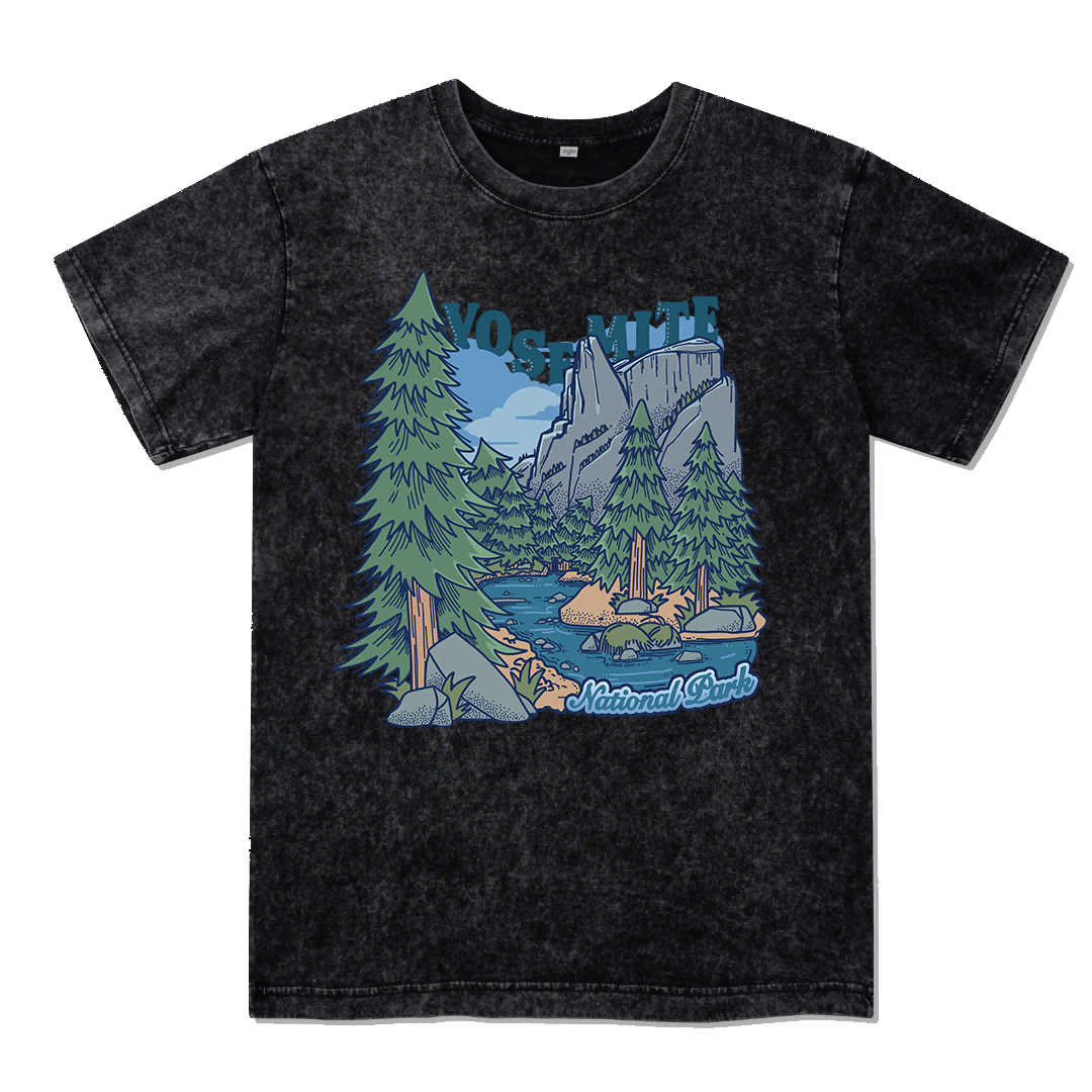 Yosemite National Park Front-printed Washed Tee