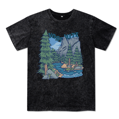 Yosemite National Park Front-printed Washed Tee