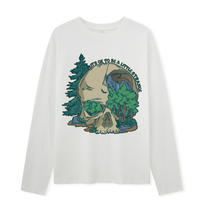 Skull Mountain Front-printed Long Sleeve Top