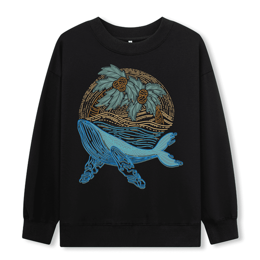 Striated Whale Front-printed Sweatshirt