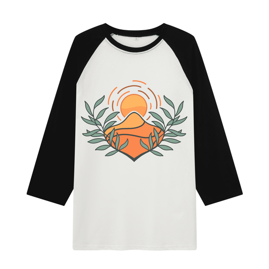 Oasis In The Desert Raglan Long Sleeve Tops (Front Print)