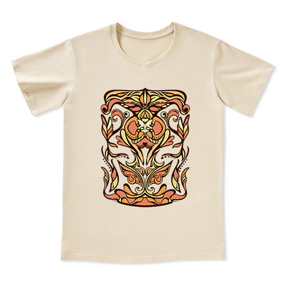 Golden Glow Unisex Front-printed V-neck Tee