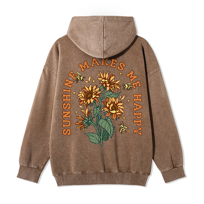 Freeleaf Sunshine Makes Me Happy Unisex Nature Inspired Fleece Full-Zip Hoodie