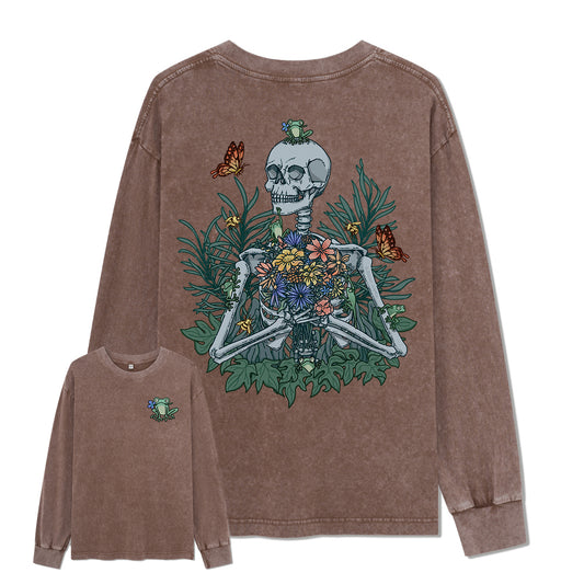 Freeleaf Rebirth in Bloom Unisex Nature Inspired Washed Long Sleeve Top