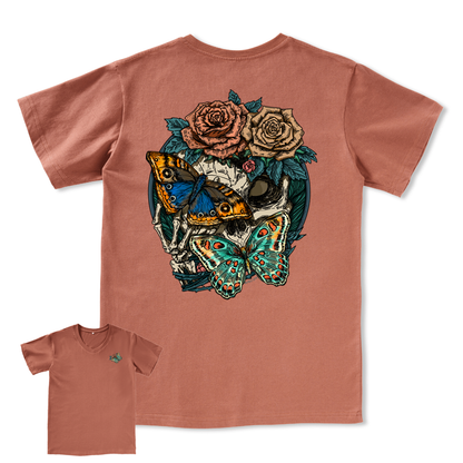 Floral Skull V-neck Tee