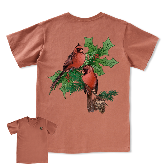 Christmas Cardinal V-neck Tee