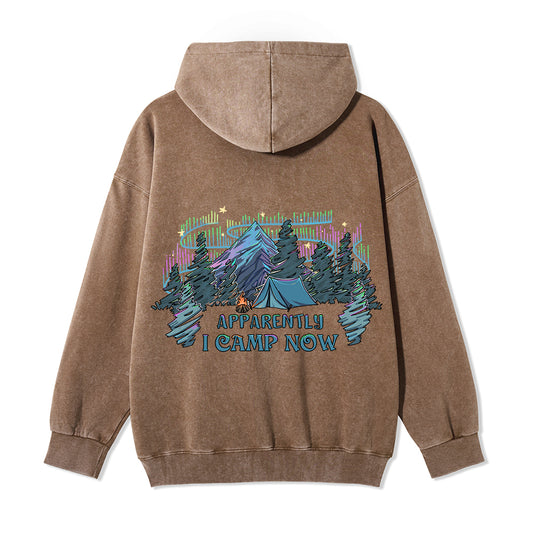 Freeleaf I Camping Now In the Land of Aurora Back-printed Unisex Fleece Full-Zip Hoodie