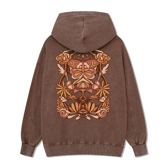 Spring Butterfly Back-printed Washed Hoodie