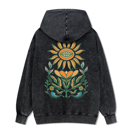 Sunflower Back-printed Washed Hoodie