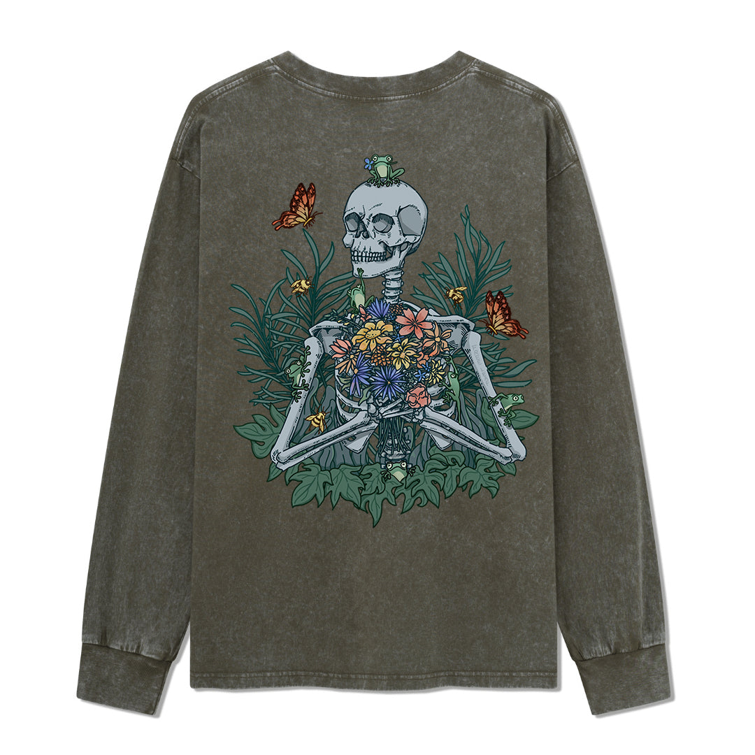 Freeleaf Rebirth in Bloom Unisex Nature Inspired Washed Long Sleeve Top