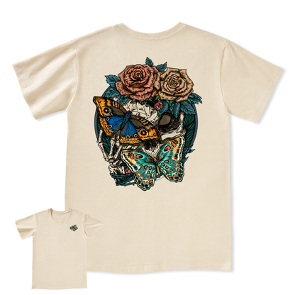 Floral Skull V-neck Tee