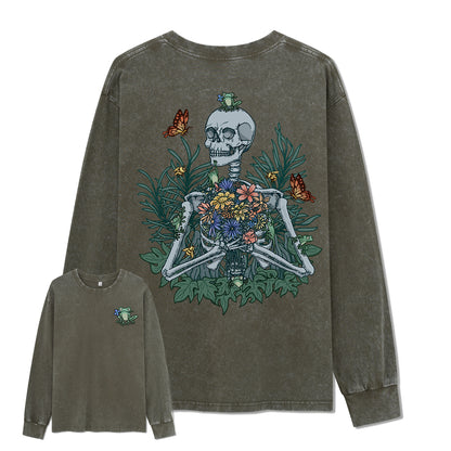 Freeleaf Rebirth in Bloom Unisex Nature Inspired Washed Long Sleeve Top