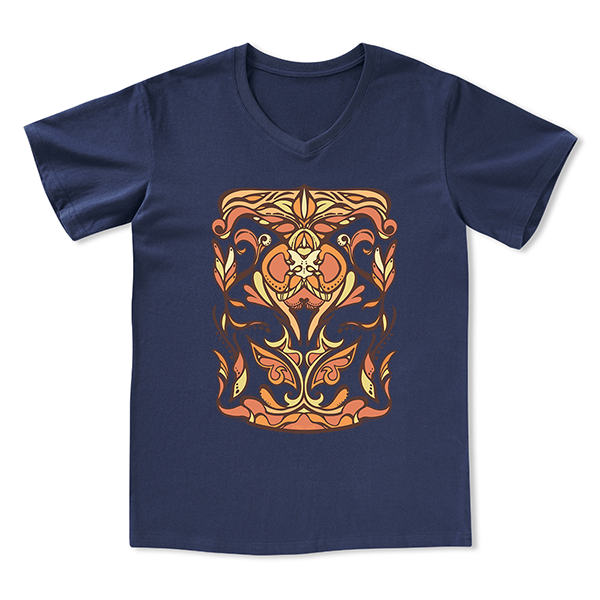 Golden Glow Unisex Front-printed V-neck Tee