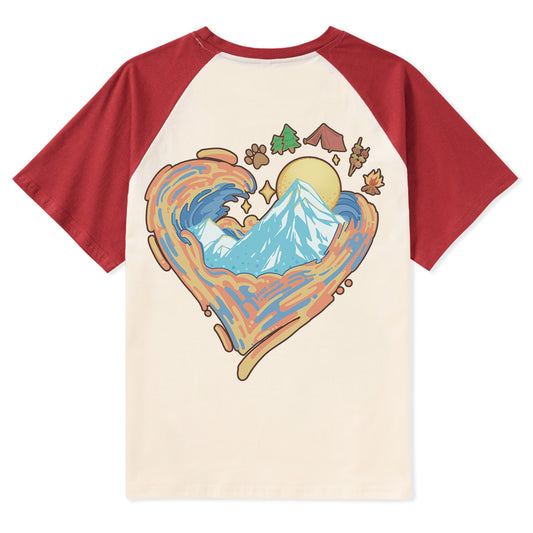 Freeleaf Heart of Wilderness Camping Unisex Nature Inspired Raglan Sleeve Top