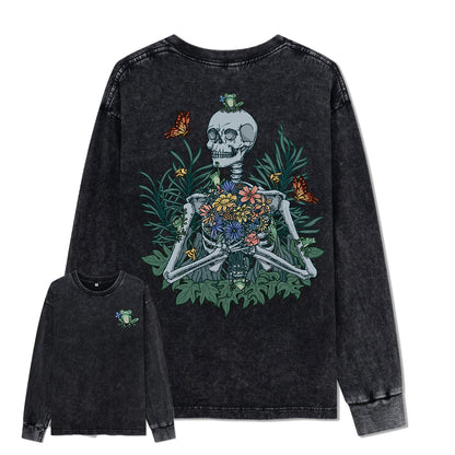 Freeleaf Rebirth in Bloom Unisex Nature Inspired Washed Long Sleeve Top