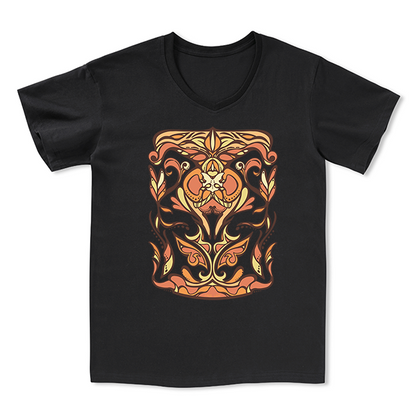 Golden Glow Unisex Front-printed V-neck Tee