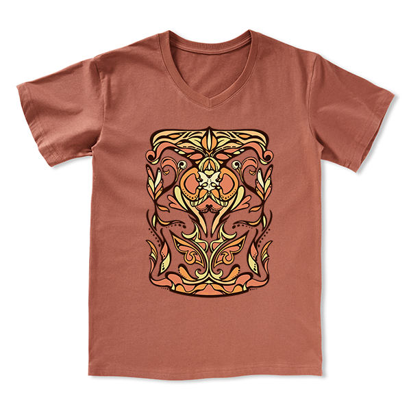 Golden Glow Unisex Front-printed V-neck Tee