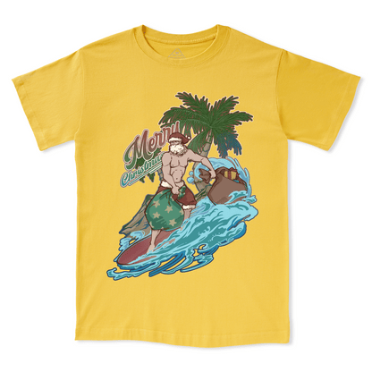 Santa Claus Surfing Front-print Tee