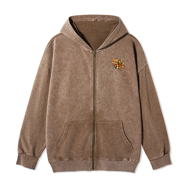 Freeleaf Sunshine Makes Me Happy Unisex Nature Inspired Fleece Full-Zip Hoodie