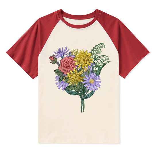 Freeleaf Symphony of Flowers Unisex Nature Inspired Raglan Sleeve Top