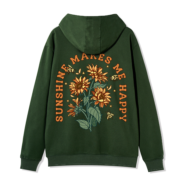 Freeleaf Sunshine Makes Me Happy Unisex Nature Inspired Fleece Full-Zip Hoodie