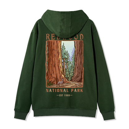 Freeleaf Redwood National Park Unisex Nature Inspired Fleece Full-Zip Hoodie