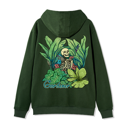 Freeleaf Gardener Back-printed Unisex Nature Inspired Fleece Full-Zip Hoodie