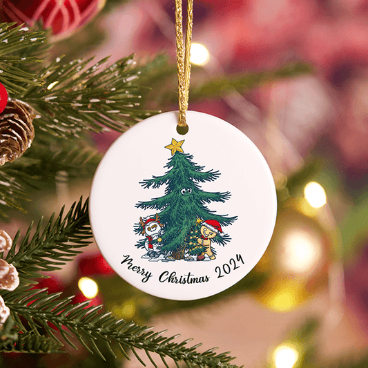 Christmas Printed Ceramic Christmas Tree Ornament