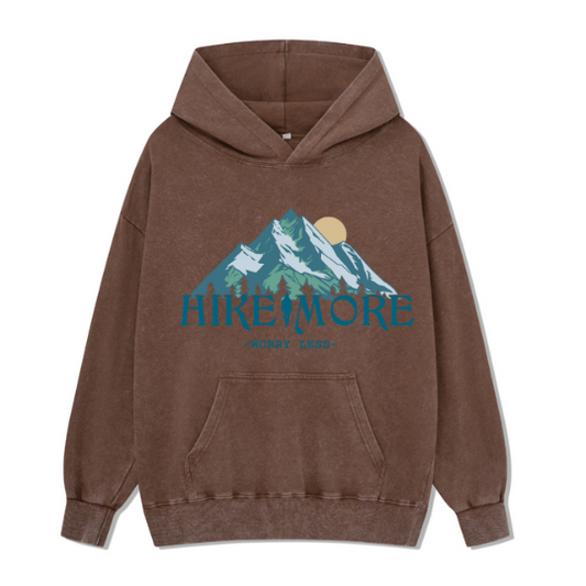 Hike More Front-printed Washed Hoodie