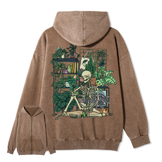 Freeleaf Vitality Cabin Back-printed Unisex Nature Inspired Fleece Full-Zip Hoodie