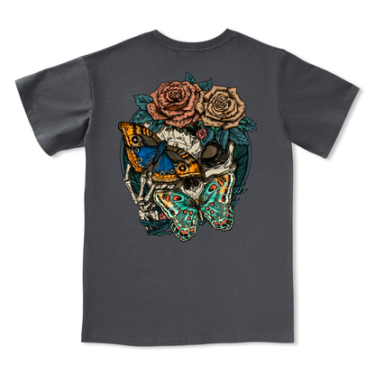 Floral Skull V-neck Tee