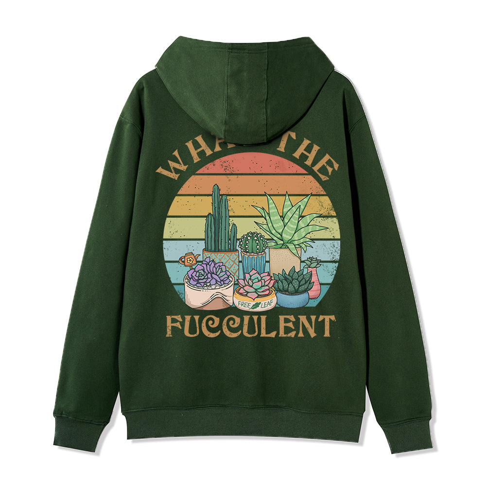 Freeleaf What the Fucculent Unisex Back-printed Fleece Full-Zip Hoodie