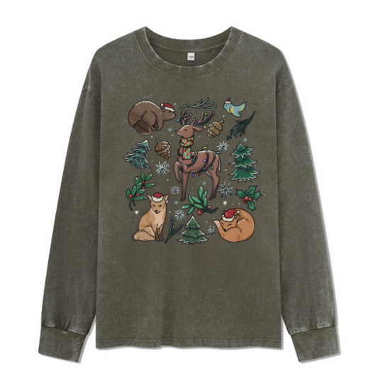 Yellowstone Christmas Wonderland Washed Long Sleeve Top