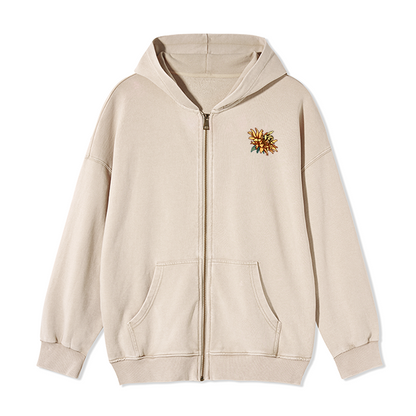 Freeleaf Sunshine Makes Me Happy Unisex Nature Inspired Fleece Full-Zip Hoodie